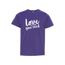 love is all you need kids t-shirt - purple - soft and spun apparel