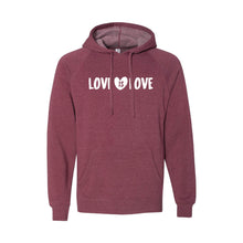 love is love pullover hoodie - crimson - soft and spun apparel