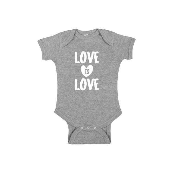 love is love onesie - heather - soft and spun apparel