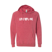 love is love pullover hoodie - pomegranate - soft and spun apparel