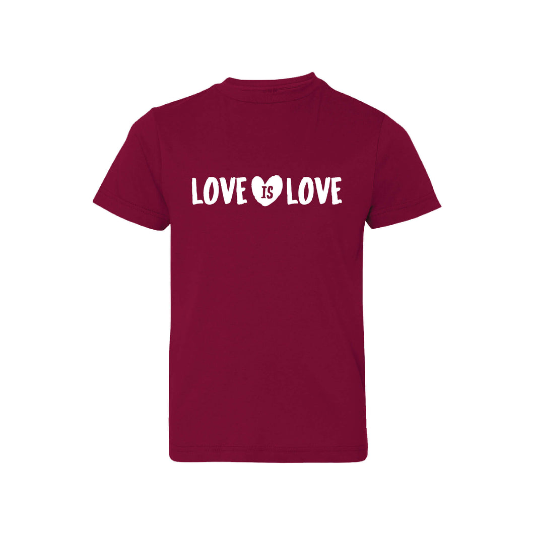 love is love kids t-shirt - garnet - soft and spun apparel