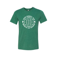 love makes the world go round t-shirt - grass green - soft and spun apparel