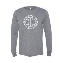 love makes the world go round long sleeve t-shirt - grey - soft and spun apparel