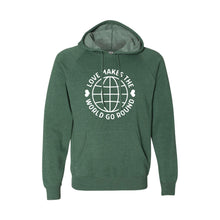 love makes the world go round pullover hoodie - moss - soft and spun apparel