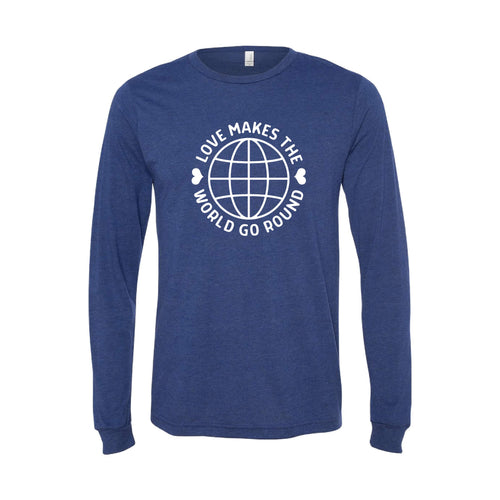 love makes the world go round long sleeve t-shirt - navy - soft and spun apparel