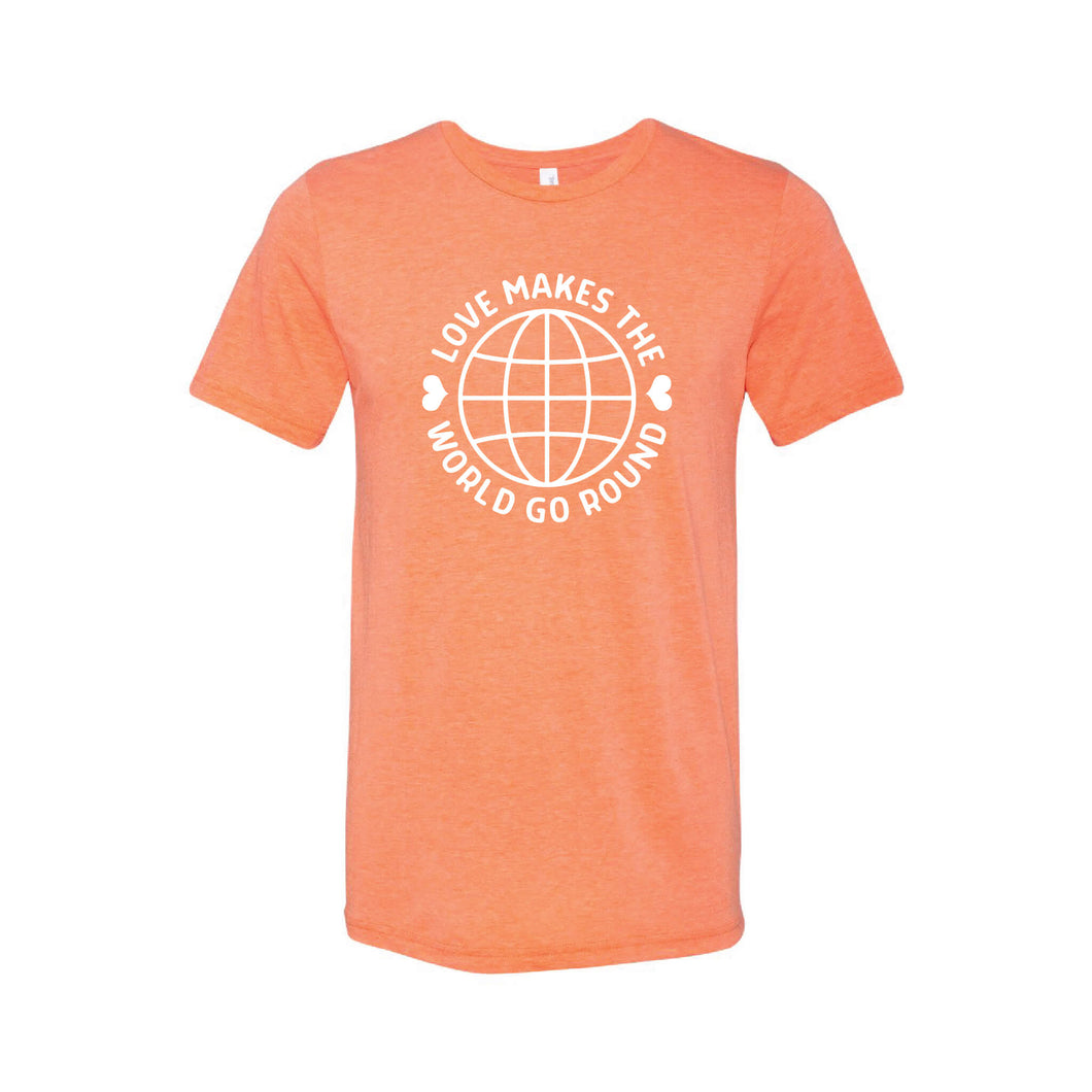 love makes the world go round t-shirt - orange - soft and spun apparel