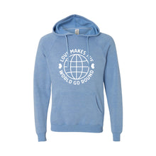 love makes the world go round pullover hoodie - pacific - soft and spun apparel