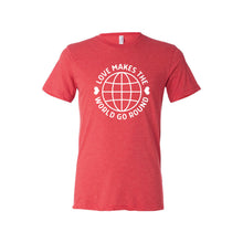 love makes the world go round t-shirt - red - soft and spun apparel