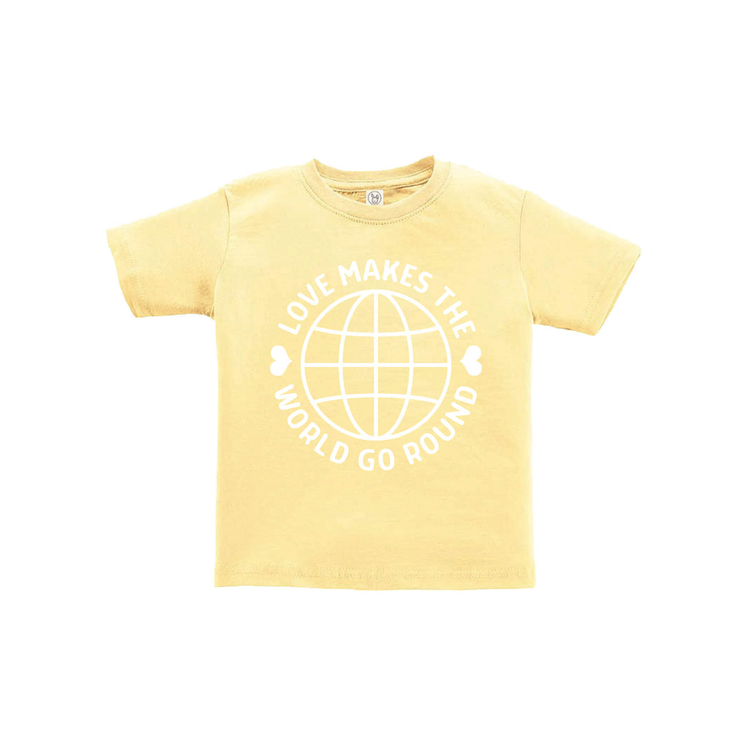 love makes the world go round toddler tee - butter - soft and spun apparel