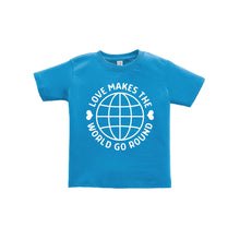love makes the world go round toddler tee - cobalt - soft and spun apparel