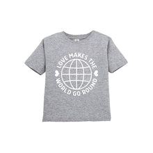 love makes the world go round toddler tee - heather - soft and spun apparel