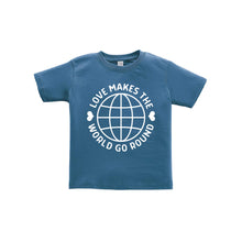 love makes the world go round toddler tee - indigo - soft and spun apparel