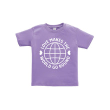 love makes the world go round toddler tee - lavender - soft and spun apparel