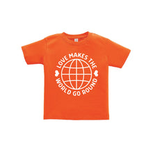 love makes the world go round toddler tee - orange - soft and spun apparel