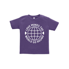 love makes the world go round toddler tee - purple - soft and spun apparel