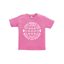 love makes the world go round toddler tee - raspberry - soft and spun apparel