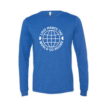 love makes the world go round long sleeve t-shirt - true royal - soft and spun apparel