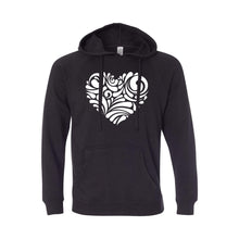 valentine heart swirl pullover hoodie - black - soft and spun apparel