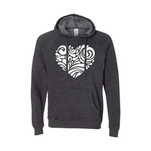 valentine heart swirl pullover hoodie - carbon - soft and spun apparel