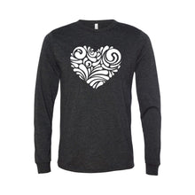 valentine heart swirl long sleeve t-shirt - charcoal - soft and spun apparel