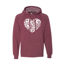 valentine heart swirl pullover hoodie - crimson - soft and spun apparel