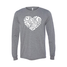 valentine heart swirl long sleeve t-shirt - grey - soft and spun apparel
