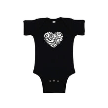 valentine heart swirl onesie - black - soft and spun apparel