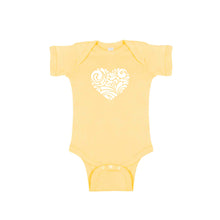 valentine heart swirl onesie - banana - soft and spun apparel