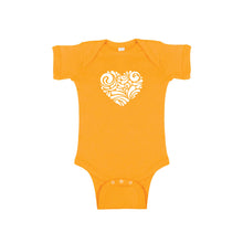 valentine heart swirl onesie - gold - soft and spun apparel