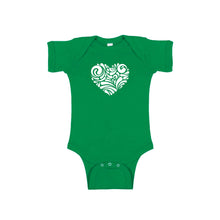 valentine heart swirl onesie - green - soft and spun apparel