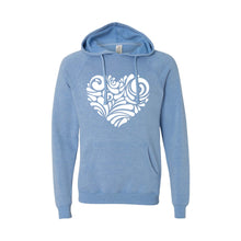 valentine heart swirl pullover hoodie - pacific - soft and spun apparel