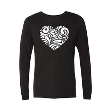 valentine heart swirl long sleeve t-shirt - black - soft and spun apparel