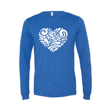 valentine heart swirl long sleeve t-shirt - true royal - soft and spun apparel
