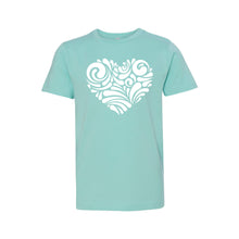 valentine heart swirl kids t-shirt - caribbean - soft and spun apparel