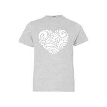 valentine heart swirl kids t-shirt - heather - soft and spun apparel