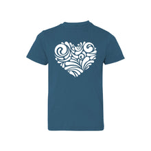 valentine heart swirl kids t-shirt - indigo - soft and spun apparel