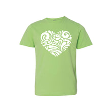 valentine heart swirl kids t-shirt - key lime - soft and spun apparel