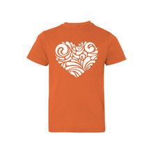 valentine heart swirl kids t-shirt - orange - soft and spun apparel