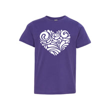 valentine heart swirl kids t-shirt - purple - soft and spun apparel