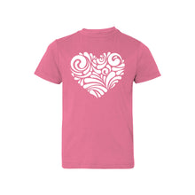 valentine heart swirl kids t-shirt - raspberry - soft and spun apparel