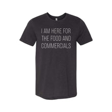 im here for the food and commercials t-shirt - black -sportsball - soft and spun apparel