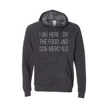 im here for the food and commercials pullover hoodie - carbon - sportsball - soft and spun apparel
