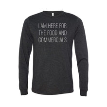 i'm here for the food and commercials - black - long sleeve t-shirt - sportsball - soft and spun apparel