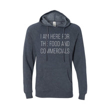 im here for the food and commercials pullover hoodie - midnight navy - sportsball - soft and spun apparel