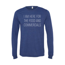 i'm here for the food and commercials - navy - long sleeve t-shirt - sportsball - soft and spun apparel