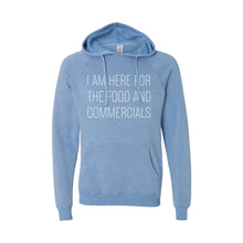 im here for the food and commercials pullover hoodie - pacific - sportsball - soft and spun apparel