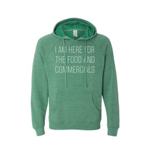 im here for the food and commercials pullover hoodie - sea green - sportsball - soft and spun apparel