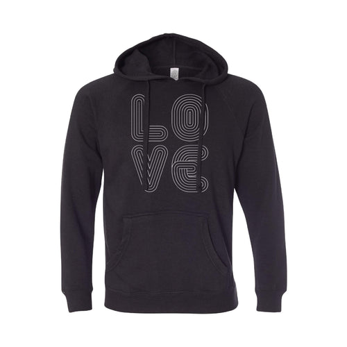 love lines pullover hoodie - black - soft and spun apparel