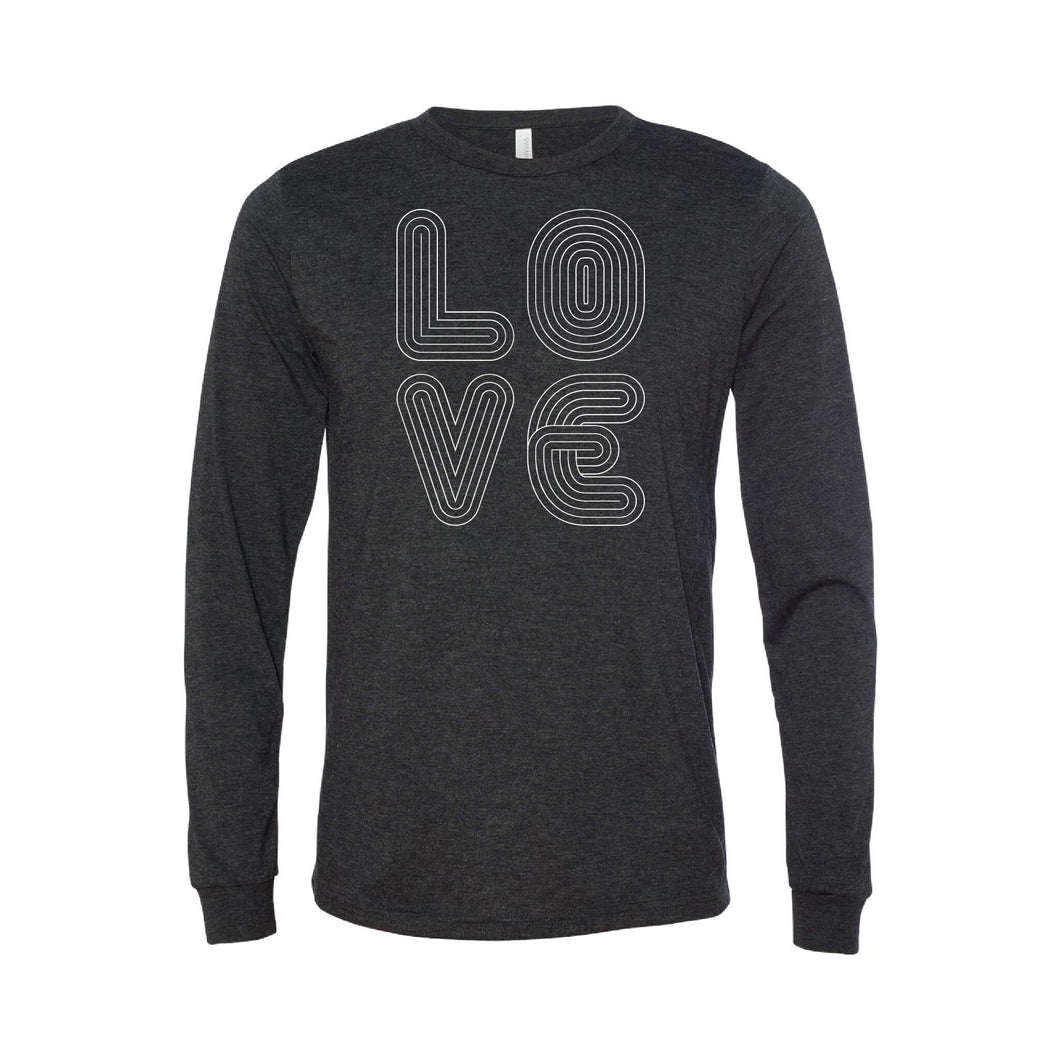 love lines long sleeve t-shirt - charcoal - soft and spun apparel