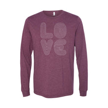 love lines long sleeve t-shirt - maroon - soft and spun apparel